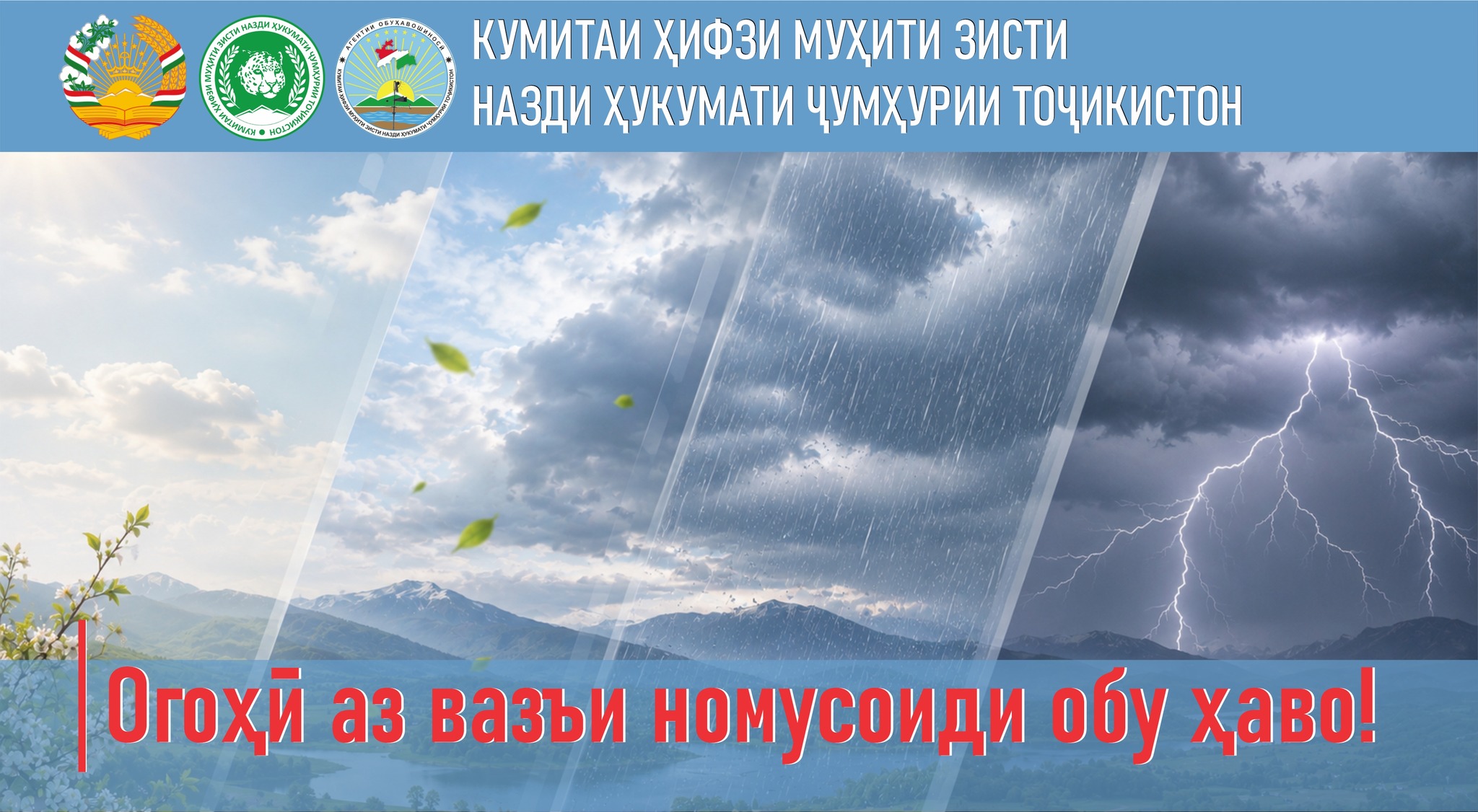 ОГОҲӢ!!! Ҳавои ноустувор пешгӯӣ мешавад