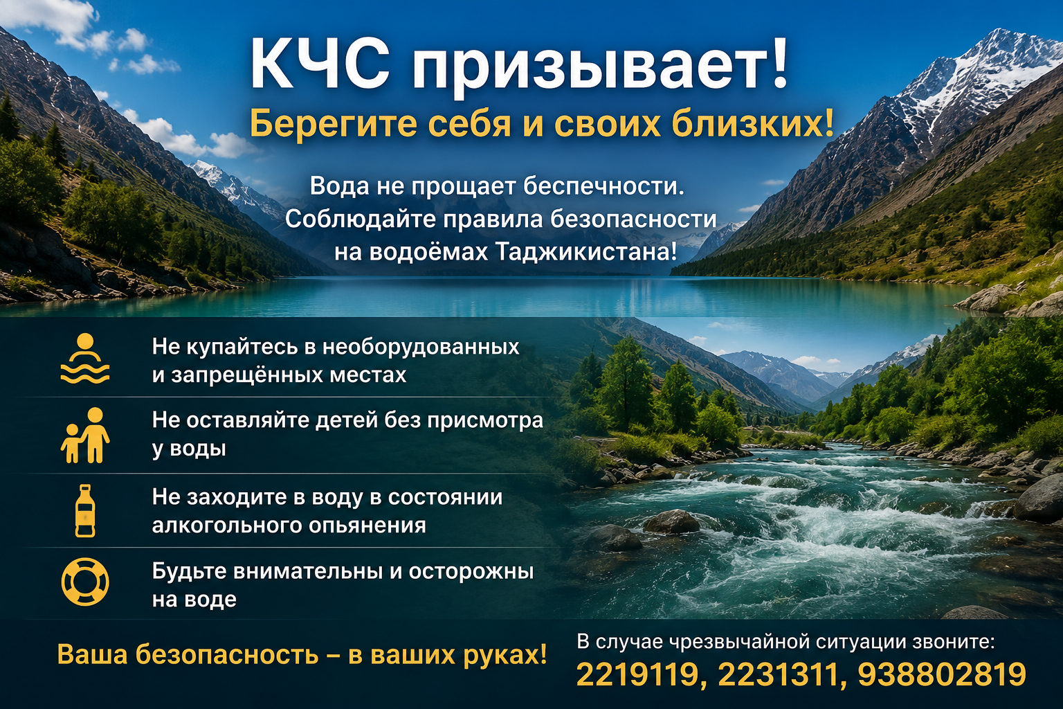 В республике зарегистрирован ряд случаев утопления, КЧС: призывает граждан строго соблюдать правила безопасности на водоёмах!